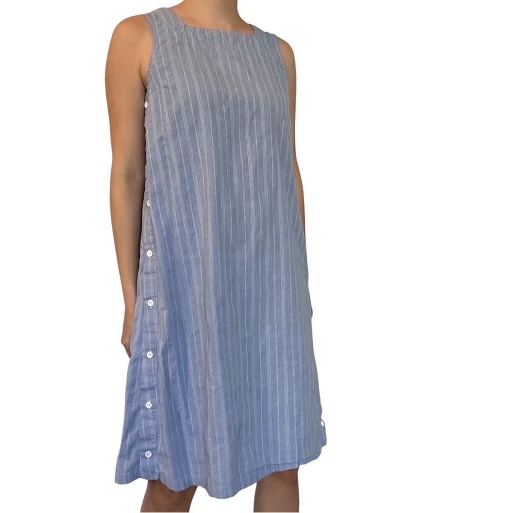 Engineered Garments New York Dress Striped Sleeveless Blue Cotton Size 2 XS